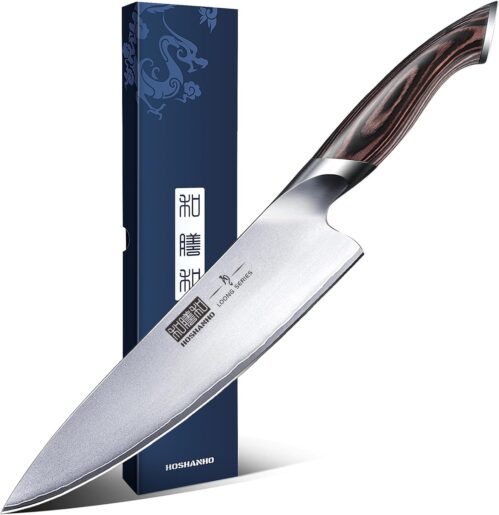 Kitchen Knife in Japanese Steel AUS-10, High-Class Chef’s Knife 8 inch Professional Cooking Knife, Non-slip Ultra Sharp Knife with Ergonomic Handle