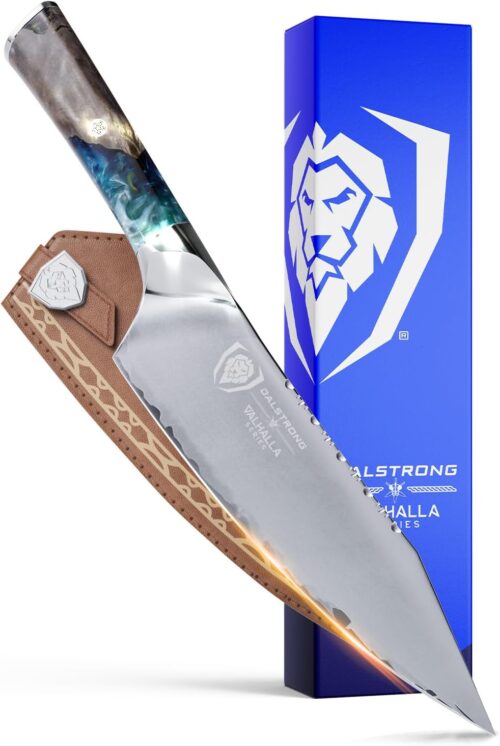 Dalstrong Chef Knife – 8 inch – Valhalla Series – Premium 9CR18MOV HC Steel – Celestial Resin & Wood Handle – Razor Sharp – Kitchen Cooking Chef’s Knife – Leather Sheath