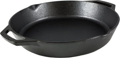 Lodge 12 Inch Pre-Seasoned Cast Iron Skillet – Dual Assist Handles – Use in the Oven, on the Stove, on the Grill, or Over a Campfire – Black