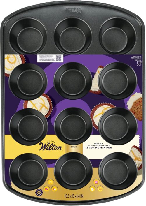 Wilton Perfect Results Premium Non-Stick Cupcake Pan, 12-Cup Muffin Tin, Steel Baking Supplies