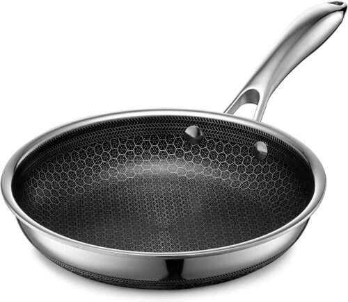 HexClad Hybrid Nonstick 8-Inch Frying Pan, Stay-Cool Handle, Dishwasher-Friendly, Oven-Safe Up to 900°F, Induction-Ready, Compatible with All Cooktops