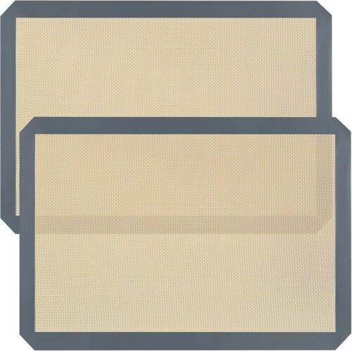 Silicone Baking Mat, Silicone Cookie Sheets for Baking 16.5″L x 11.6″W 2 Pack Reusable Baking Mat – Non-Stick Reusable – Food Safe，Dark Gray Oven Baking Sheet for Making Cookies – Macaroons, Bread (2)